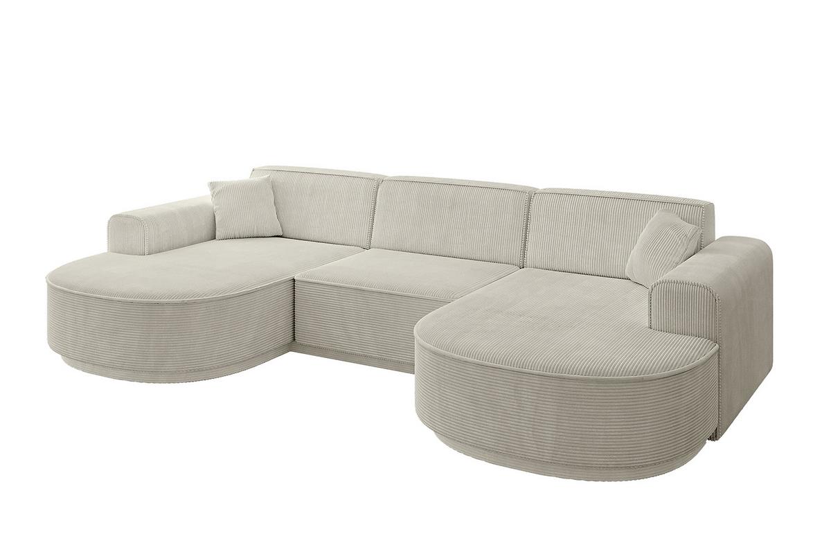 WOHNLANDSCHAFT MARI-U1 - 303x171x79 cm Creme Cord - Hellgrau/Creme, Holzwerkstoff/Kunststoff (303/79/171cm) - ALTDECOR