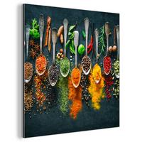 METALLBILD Kräuter - Gewürze - Löffel 20x20 cm - Currygelb, Metall (20/20cm) - MuchoWow