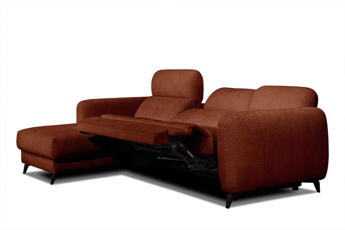 ECKSOFA SVEN 3-Sitzer, 1 Relax XL, verstellbare Kopfstützen, rot - Rot/Schwarz, Holzwerkstoff/Textil (256/163cm) - Wozimo