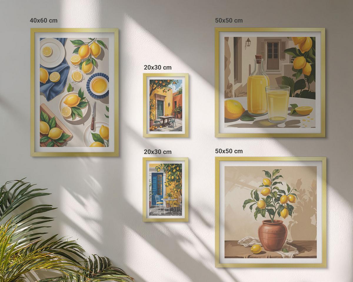 BILDER SET 5er Set - 50x50 cm & 20x30 cm & 40x60 cm Goldrahmen - Bunte Strandhäuser - Goldfarben, Kunststoff (40/60cm) - TULUP