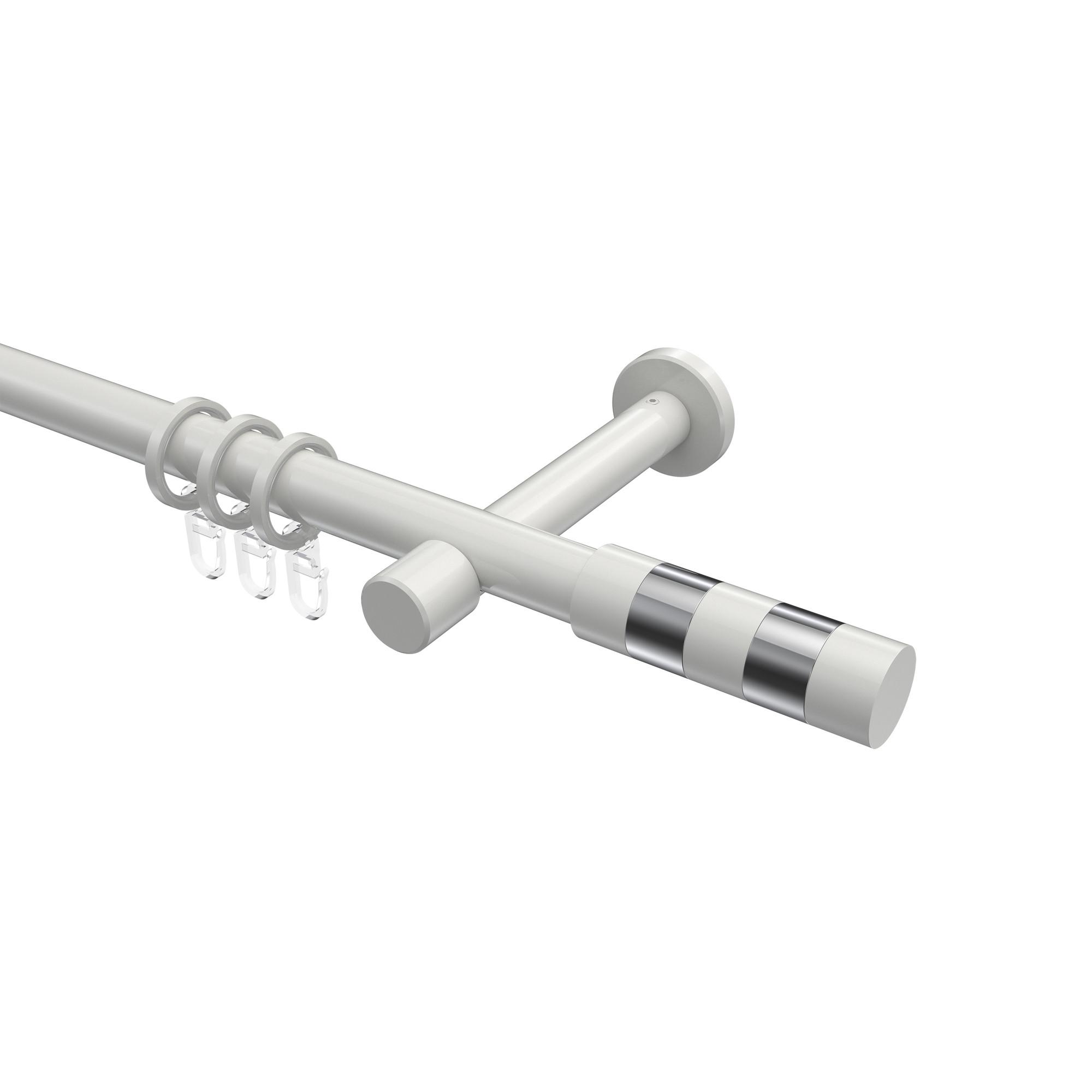 GARDINENSTANGE Prestige Mavell 160 cm, 1-läufig, 20 mm Ø Weiß - Chromfarben/Weiß, Metall (160cm) - INTERDECO