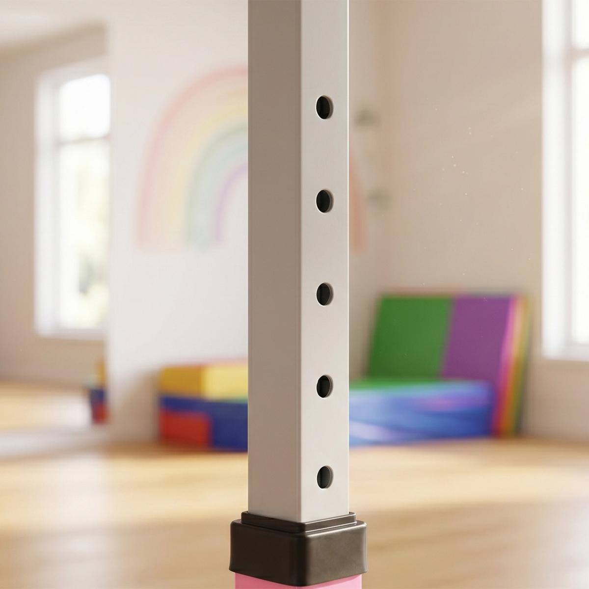 GYMNASTIK Turnreck Reckstange Turnstangen 13-stufige höhenverstellbar Rosa - Rosa, Metall (121/194cm) - HOMCOM