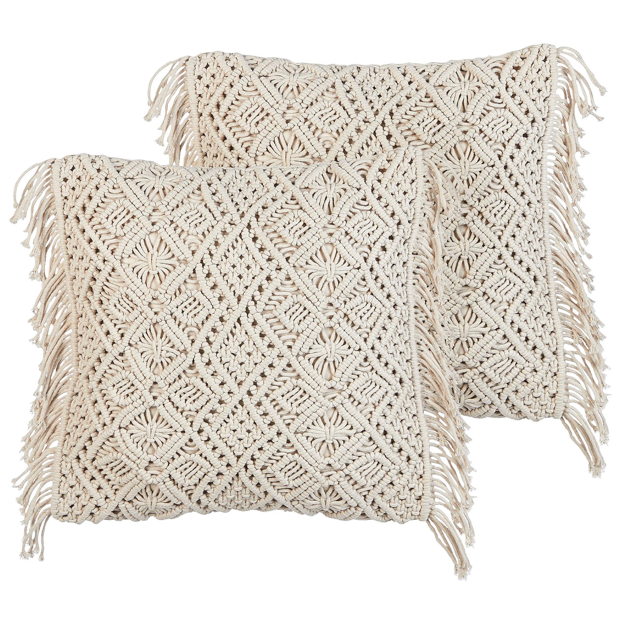 DEKOKISSEN 2er-Set Hellbeige 45/45 cm Pattan - Beige, Textil (45/45cm) - Beliani