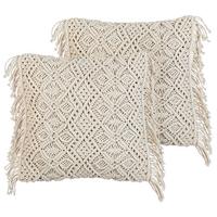 DEKOKISSEN 2er-Set Hellbeige 45/45 cm Pattan - Beige, Textil (45/45cm) - Beliani