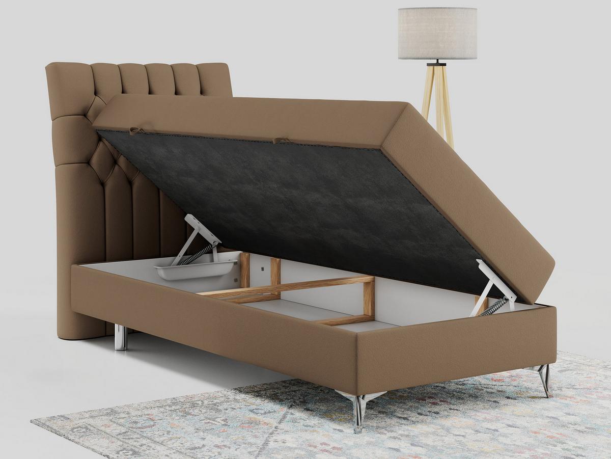 BOXBETT MILEN 90/200 Braun Kunstleder - H3 - Links Seite - Braun, Holz/Textil (90/200cm) - MKS