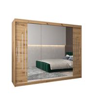 SCHWEBETÜRENSCHRANK 200/250/62 3-türig - Silberfarben/Eiche Artisan, Holz/Kunststoff (250/200/62cm) - Abiks Möbel