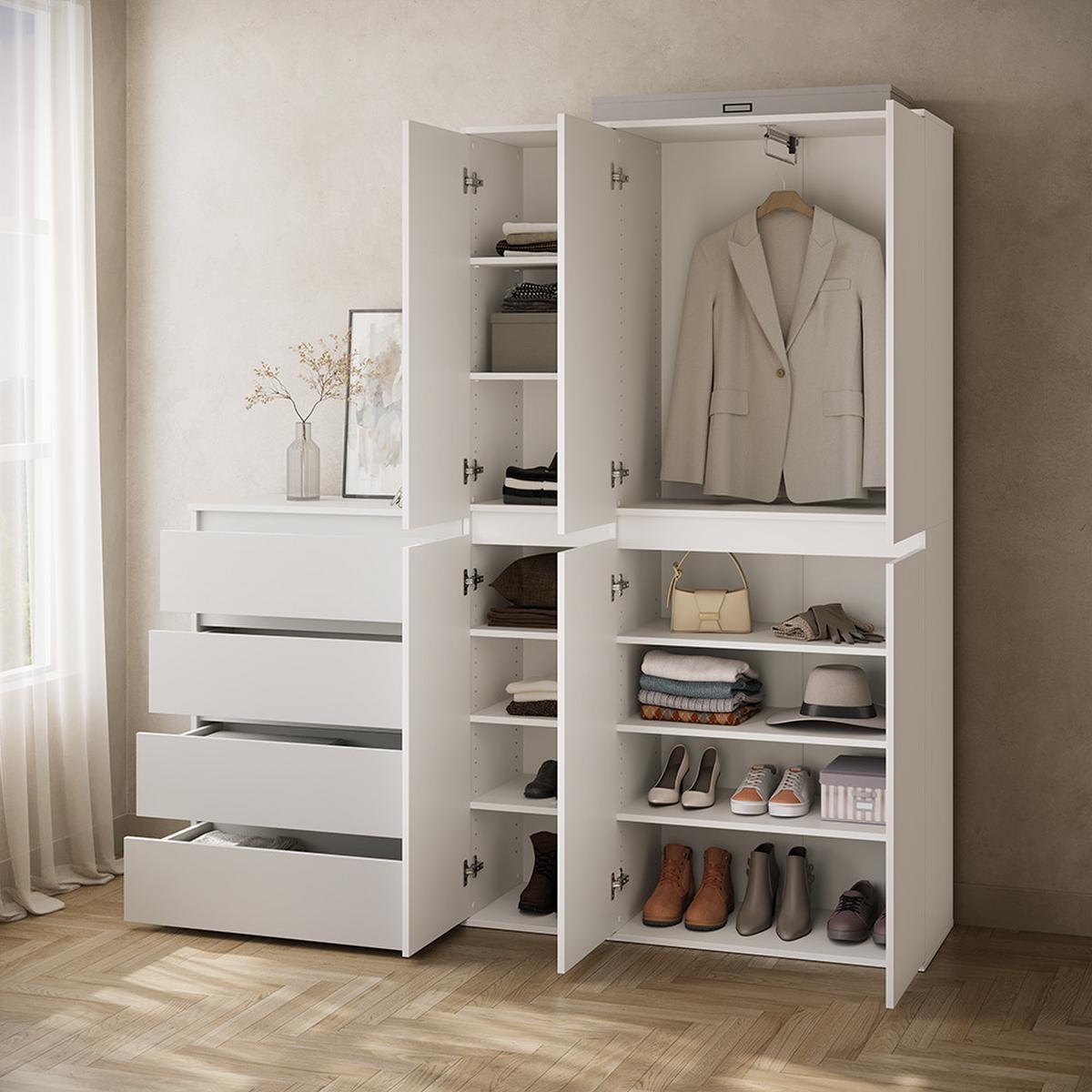 KOMMODE Garda Weiß 74 x 99.6 cm mit 4 Schubladen - Weiß, Holzwerkstoff (74/99.6/40cm) - Livinity®