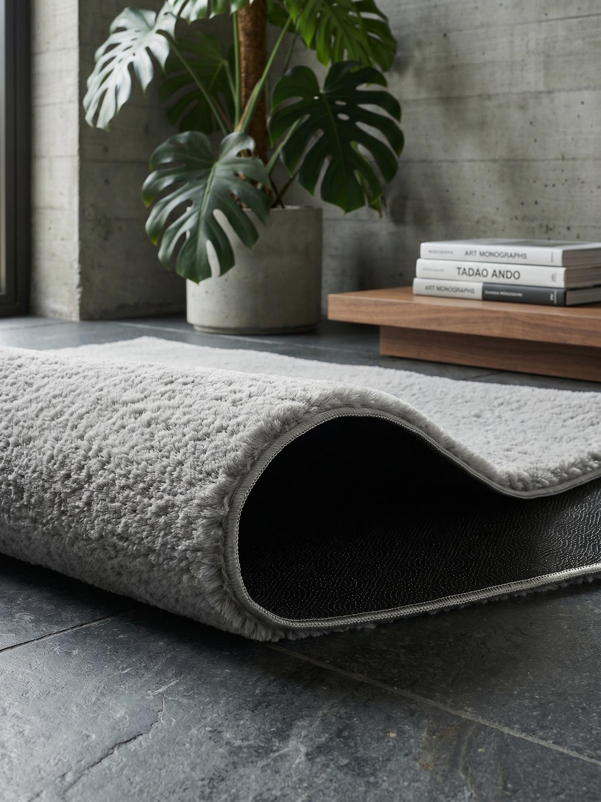 KURZFLORTEPPICH Antirutsch Uni RUTOR Polyester Grau 200 x 280 cm - Grau, Textil (200/280cm) - KADIMA DESIGN