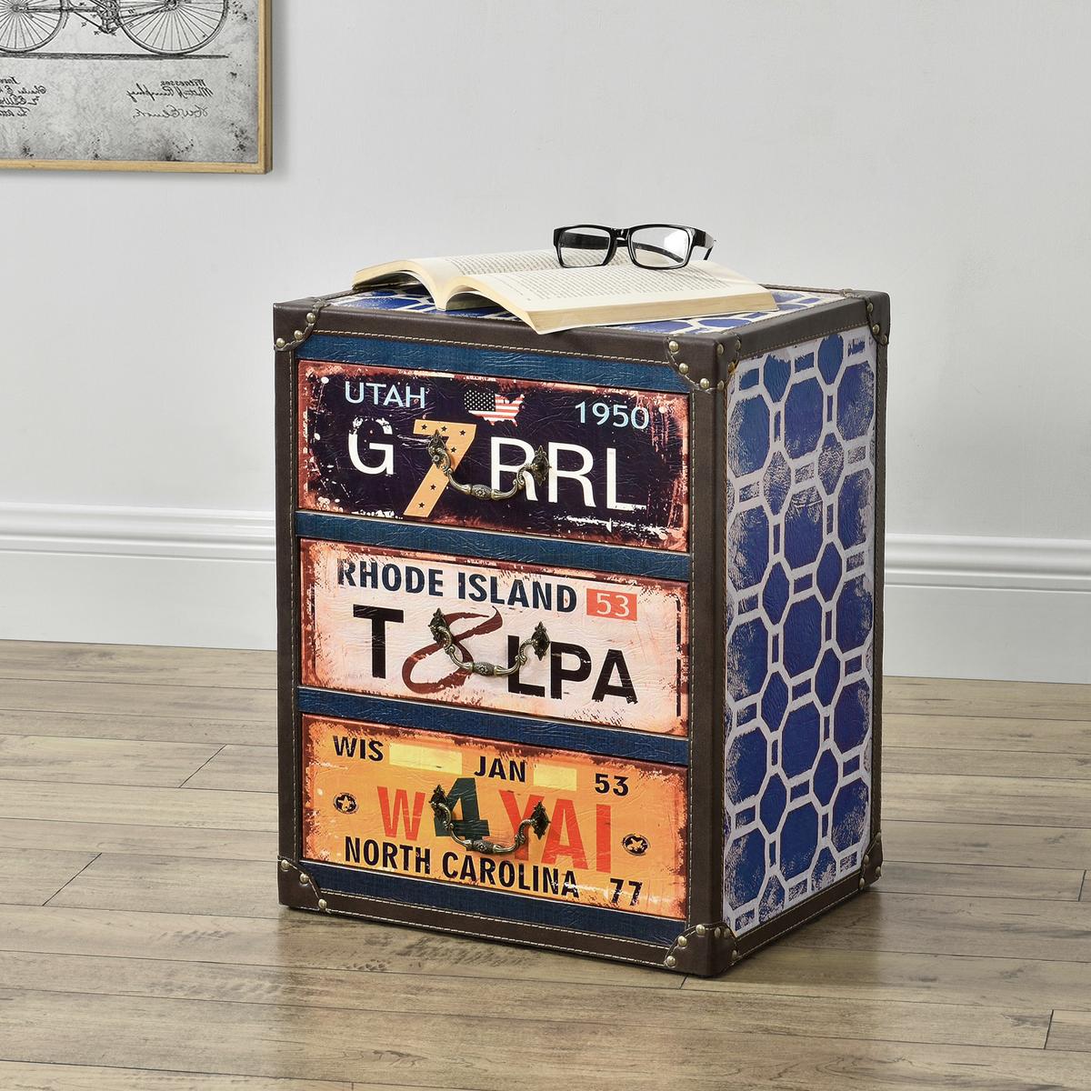 KOMMODE United States - Multicolor, Holzwerkstoff (40/30/50cm) - [en.casa]