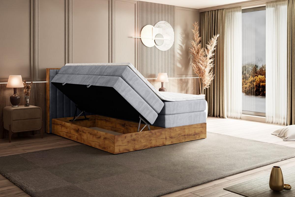 BOXSPRINGBETT mit Matratze H3|H4 und Lattenrost - LOLLI4 KING-140x200 - Grau Monolith - Grau, Holzwerkstoff (140/200cm) - ALTDECOR