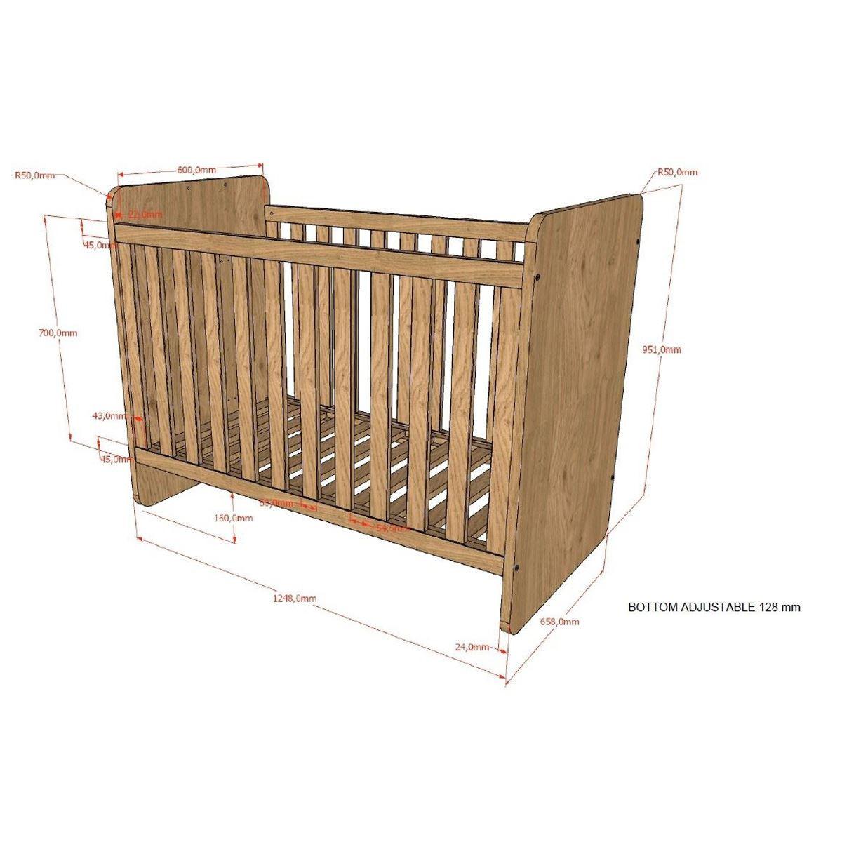 BABYBETT 60x120 Keelia Eiche Melamin mit Lattenrost - Eichefarben, Kunststoff (60/120cm) - 58aufmkessel