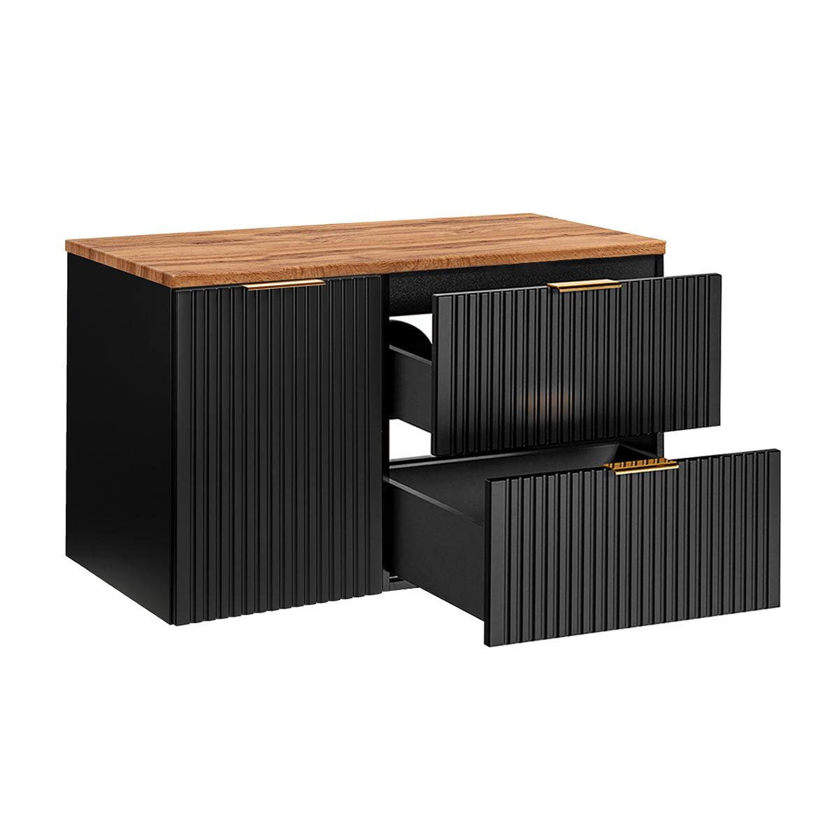 WASCHTISCH 100.8cm Adriel Schwarz und Holz - Schwarz, Holzwerkstoff (100.8/59/46cm) - Petits-meubles