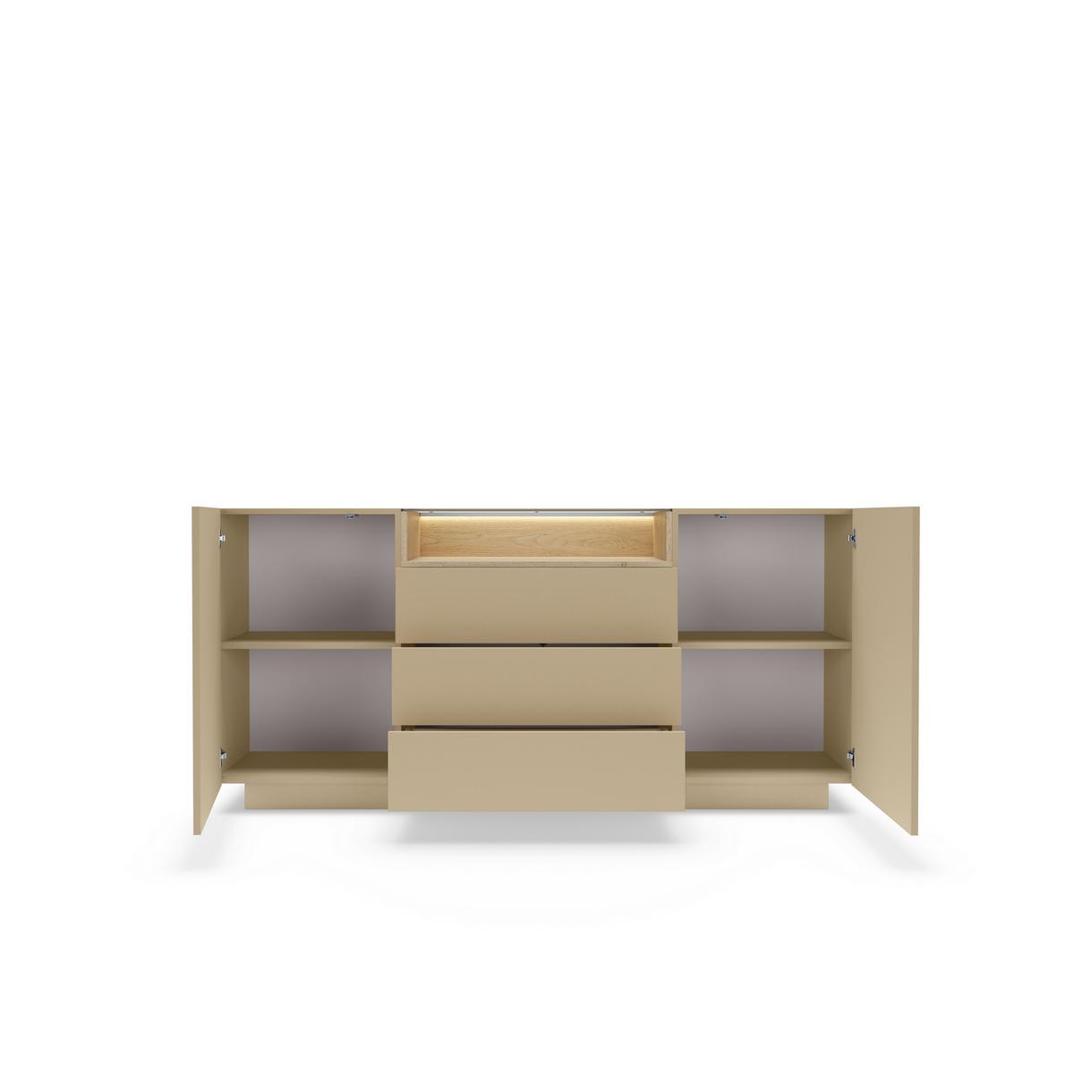 KOMMODE PORTA 176,4/83/39,5cm mit 3 Schubladen 2 Türen Beige - Eichefarben/Beige, Holzwerkstoff (176.4/83/39.5cm) - MASSENO