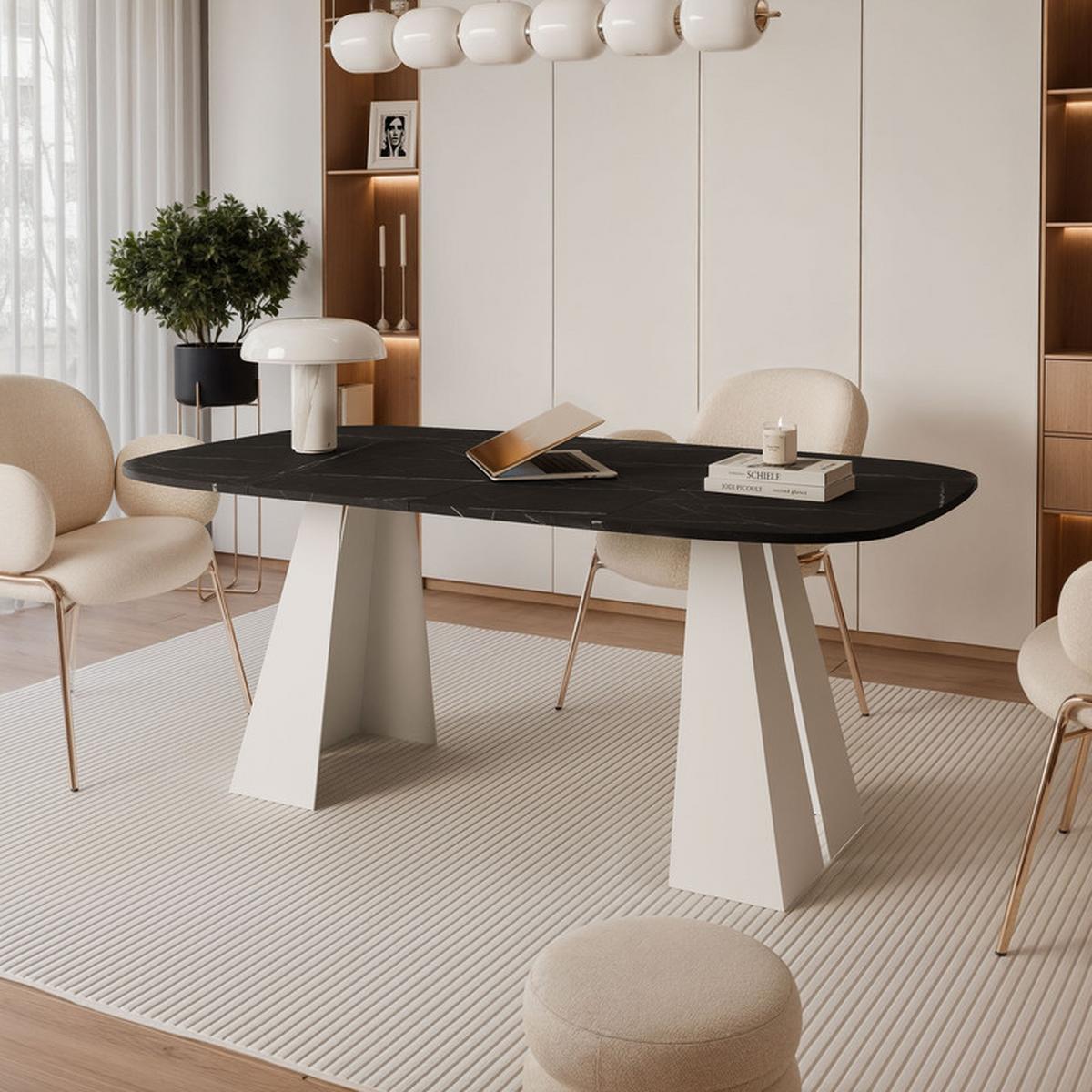 AUSZIEHTISCH ZELO 100/50/76 cm, Weiß / Grigia Pietra (Steingrau) - Weiß/Grau, Holzwerkstoff/Metall (50/100/76cm) - Idohome