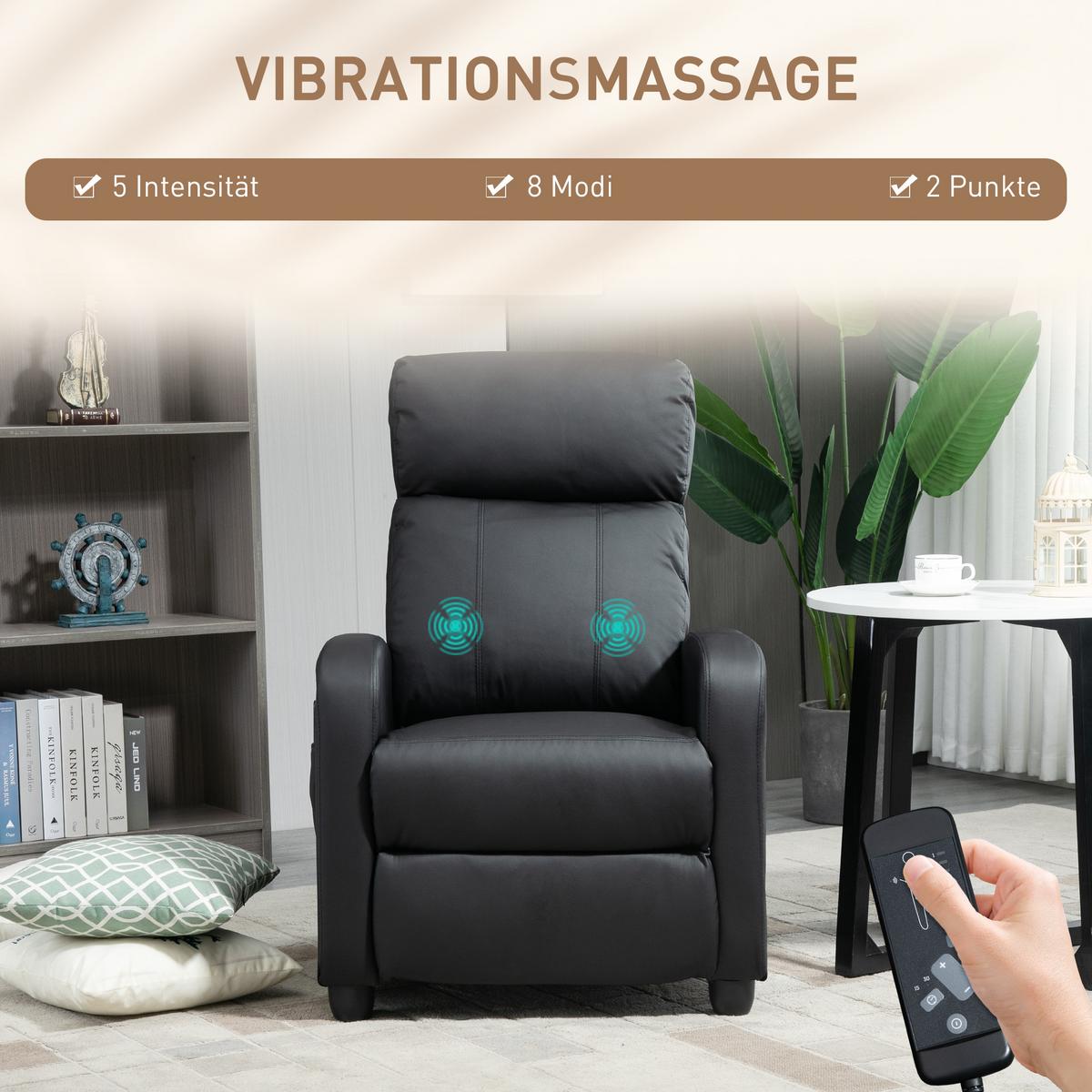 MASSAGESESSEL Kunstleder Schaumstoff Schwarz - Schwarz/Grau, Kunststoff (88/98/68cm) - HOMCOM