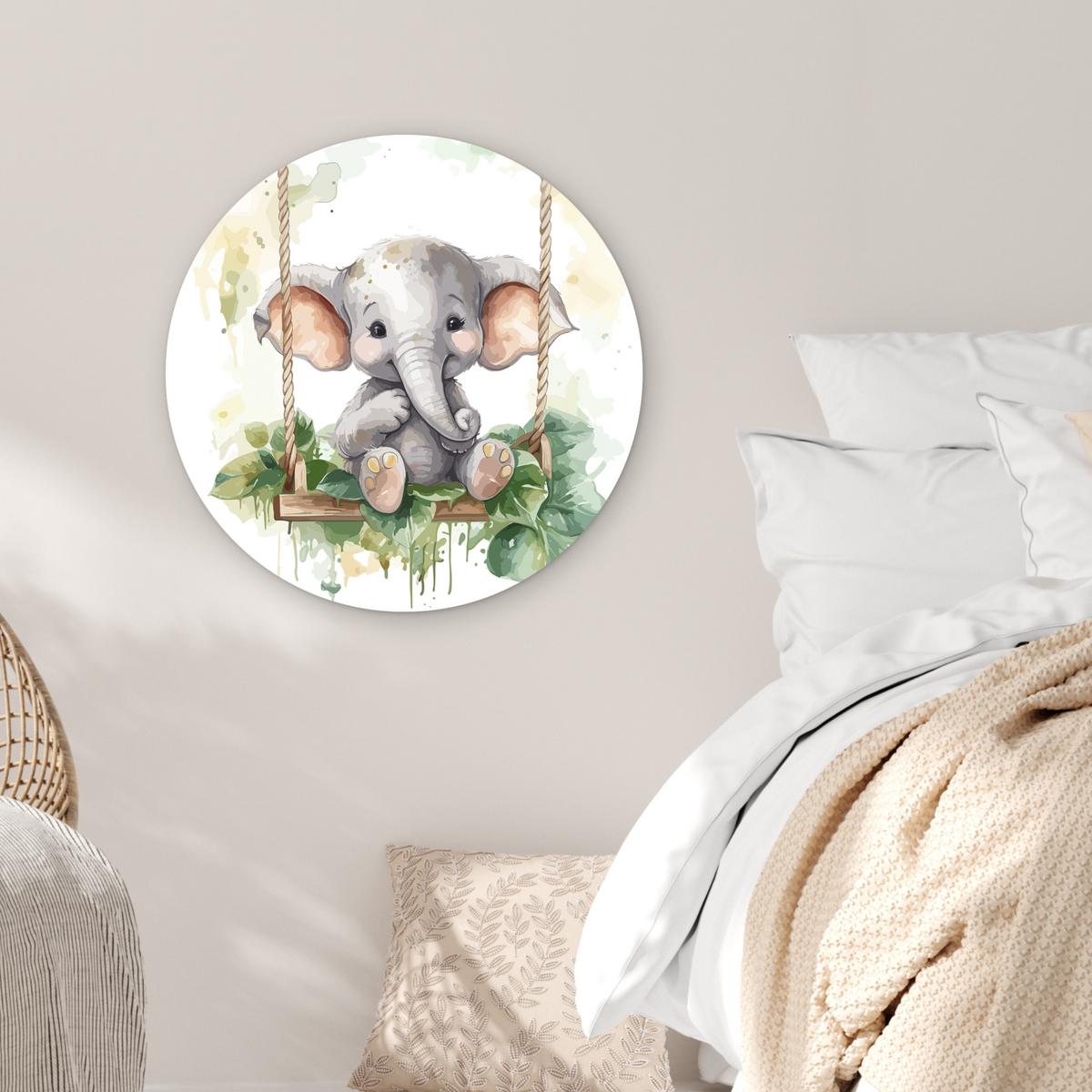 WANDBILD Elefant - Tier - Kinder - Dschungel Wanddeko Schlafzimmer 60x60 cm - Hellgrau, Kunststoff (60/60cm) - MuchoWow