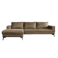 ECKSOFA BLOOM Beige Leder - Beige/Schwarz, Leder/Metall (276/177cm) - KAWOLA