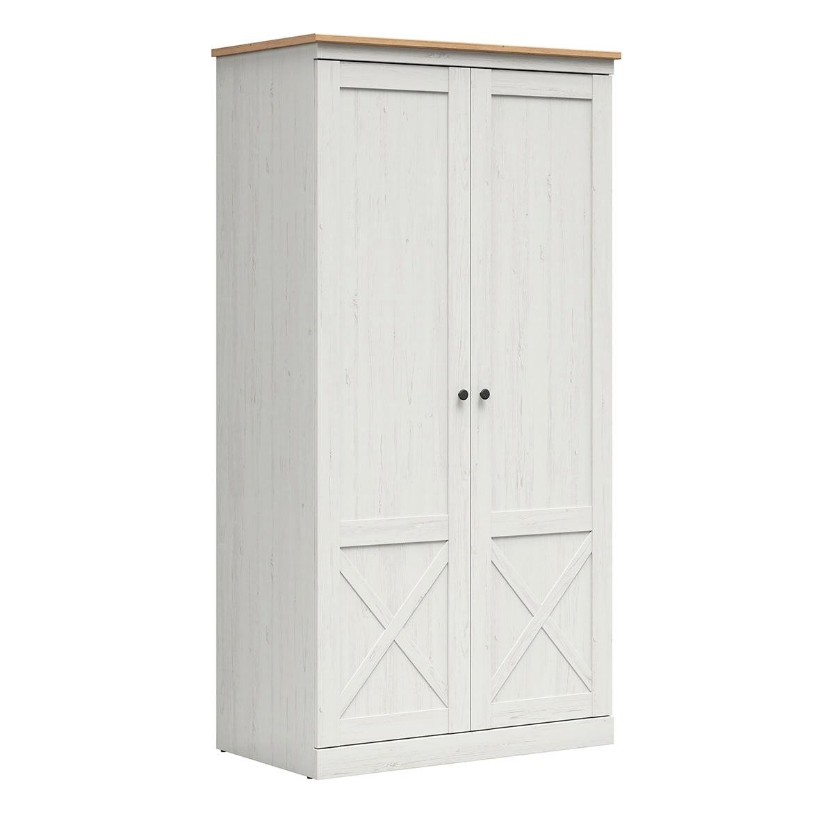 SCHRANK 2 Türen Victoria Weiß und Holz - Weiß, Holzwerkstoff (103/201/58cm) - Petits-meubles