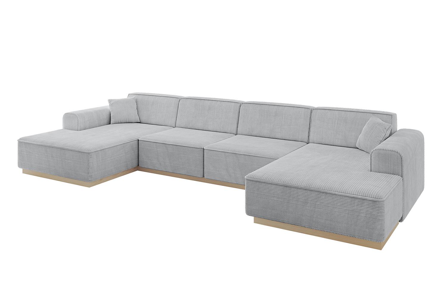 WOHNLANDSCHAFT IREA-U2 - 386x165x80 cm Grau - Hellgrau/Grau, Holzwerkstoff/Textil (386/80/165cm) - ALTDECOR