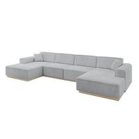 WOHNLANDSCHAFT IREA-U2 - 386x165x80 cm Grau - Hellgrau/Grau, Holzwerkstoff/Textil (386/80/165cm) - ALTDECOR