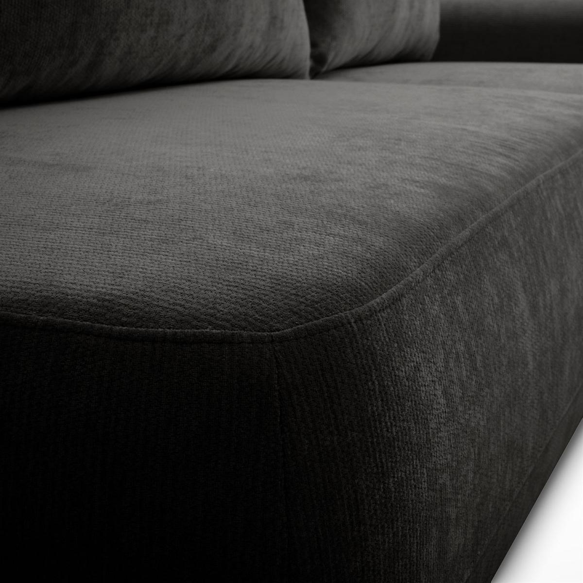 ECKSOFA GOYA mit Schlaffunktion und Bettkasten, Rechte, Perfect Harmony 99 - Anthrazit, Textil (302/184cm) - Lookway