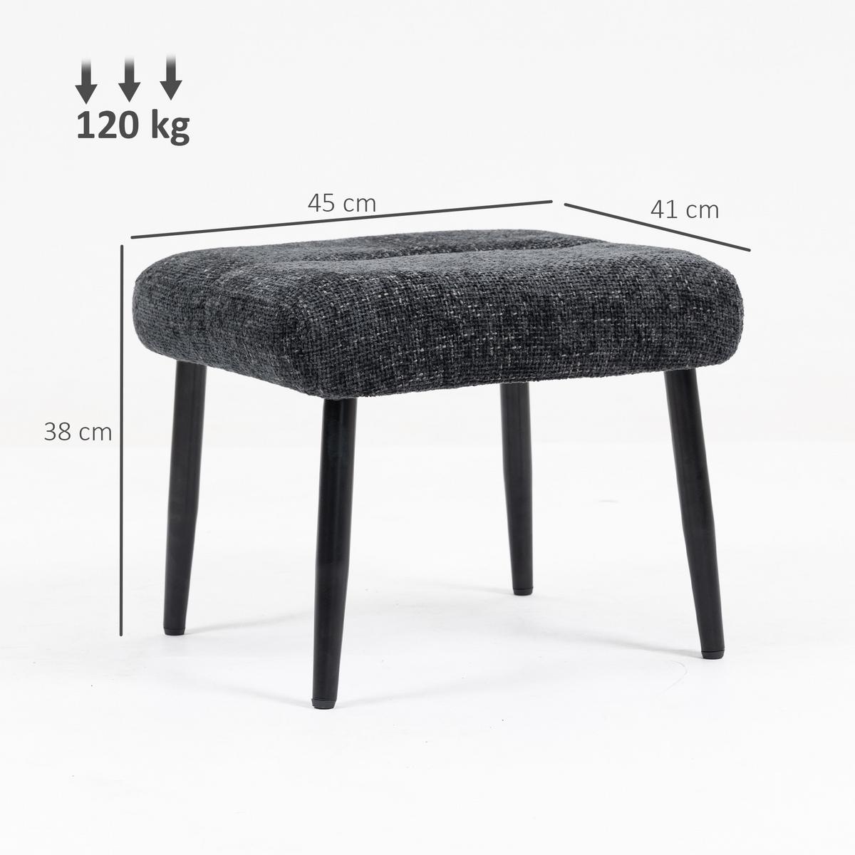 SITZHOCKER mit Stahlbeinen Fußhocker Chenille-Stoff - Dunkelgrau, Textil (41/38/45cm) - HOMCOM