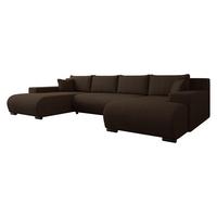 WOHNLANDSCHAFT Nojan U Cord - Dunkelbraun/Schwarz, Holz/Kunststoff (351/80/191cm) - MIRJAN24