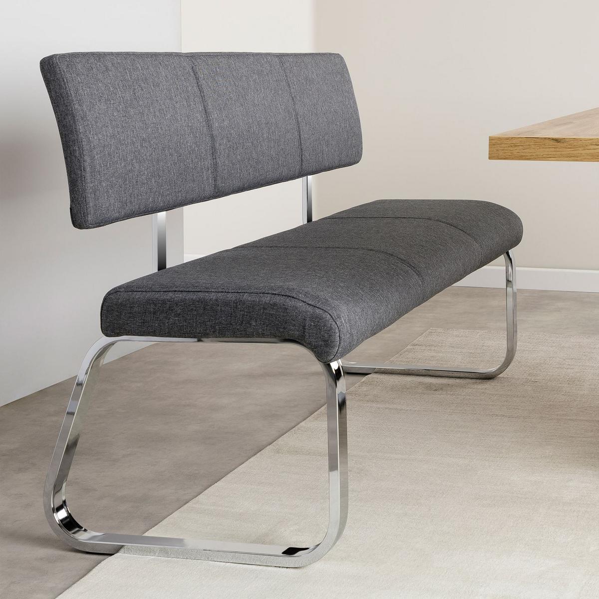 ESSZIMMERBANK VILAS - Grau, Textil/Metall (136/89/59cm) - IDIMEX