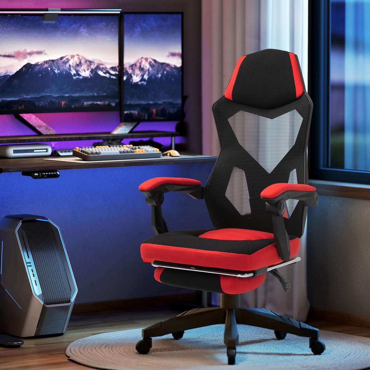 ERGONOMISCHER Bürostuhl, Schwarz+Rot - Multicolor, Kunststoff (63/122/58cm) - Vinsetto