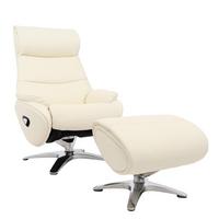 RELAXSESSEL MIT HOCKER Cremeweiß - Creme/Weiß, Textil (117/110/77cm) - MCW
