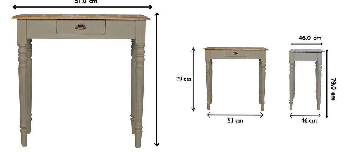 SCHREIBTISCH Finesse, 1 Schublade, Grey und Beige - Messingfarben/Multicolor, Mangoholz/Holz (45/80/78cm) - Artisan Furniture