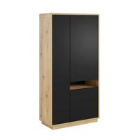 SCHRANK 3 Türen Raven Mattschwarz und Holz - Schwarz, Holzwerkstoff (92/181/40cm) - Petits-meubles
