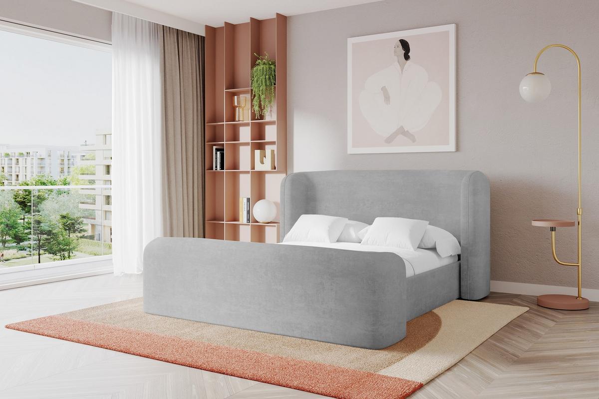 POLSTERBETT mit Bettkasten, Fußteil und Lattenrost, Boxbett ohne Matratze - ESTI-Z 180x200 Grau - Hellgrau, Holzwerkstoff/Textil (180/200cm) - ALTDECOR
