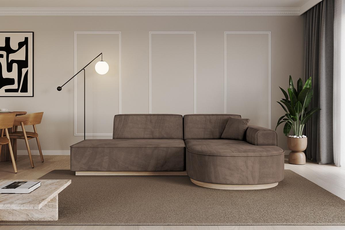 ECKSOFA Ottomane Rechts ARRIO-L1 - 243x171x83 cm Braun - Braun, Holzwerkstoff/Textil (243/171cm) - ALTDECOR
