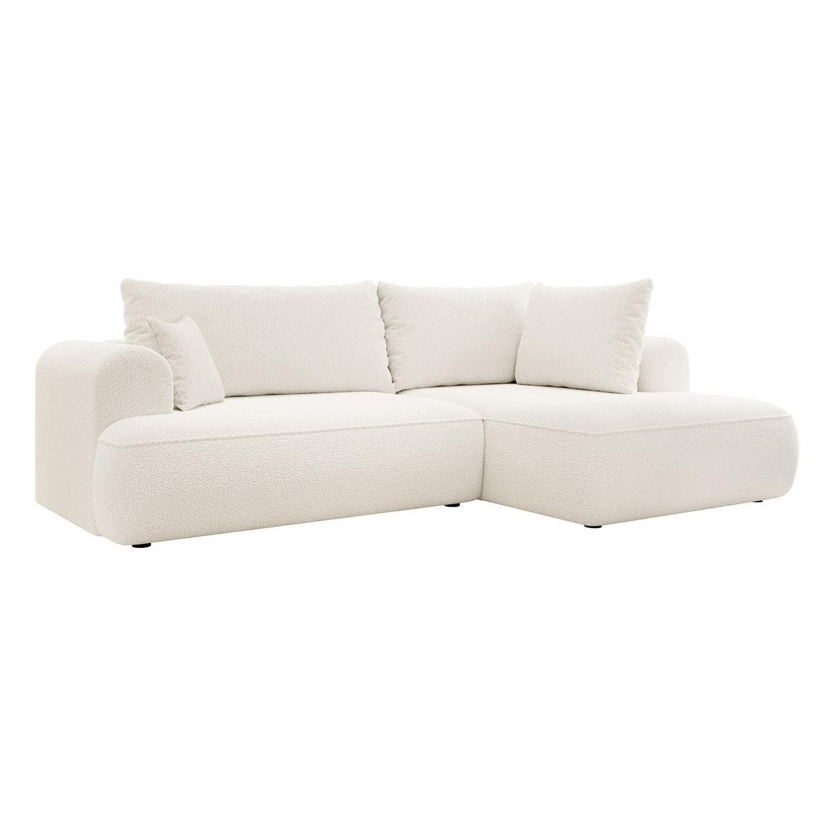 ECKSOFA Ovo Creme Bouclé - Creme/Schwarz, Kunststoff/Textil (165/260cm) - Selsey
