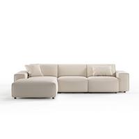 ECKSOFA RANI Cremeweiß Cord - Creme/Schwarz, Kunststoff/Textil (299/189cm) - KAWOLA