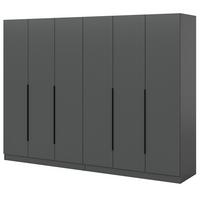 KLEIDERSCHRANK grau 6-türig 240 x 181 cm, Drehtürenschrank mit Kleiderstange - Schwarz/Grau, Holzwerkstoff/Kunststoff (240/181/52cm) - Inn.Furn