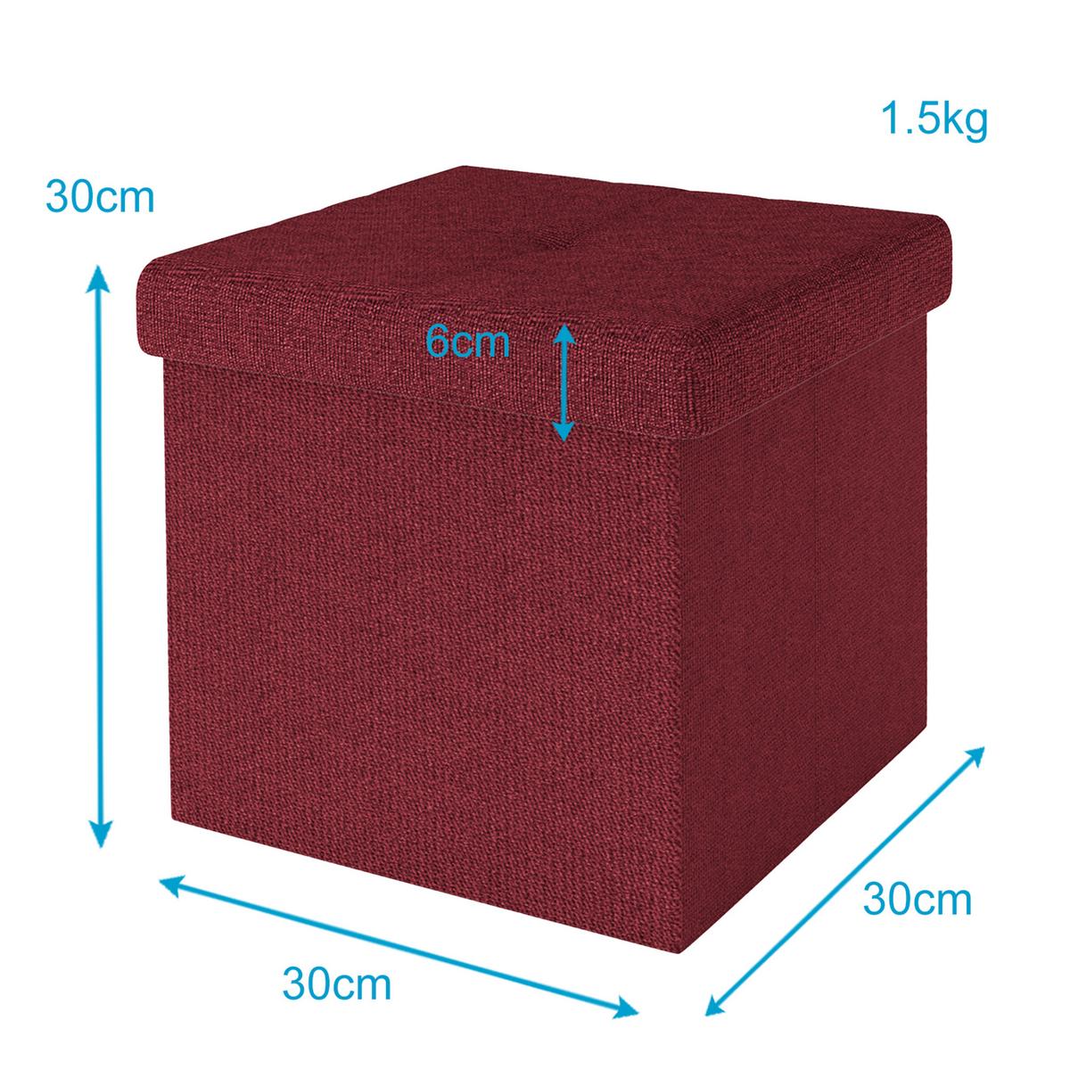 SITZWÜRFEL Faltbar 30/30/30 cm (Rot) - Rot, Textil (30/30/30cm) - Intirilife