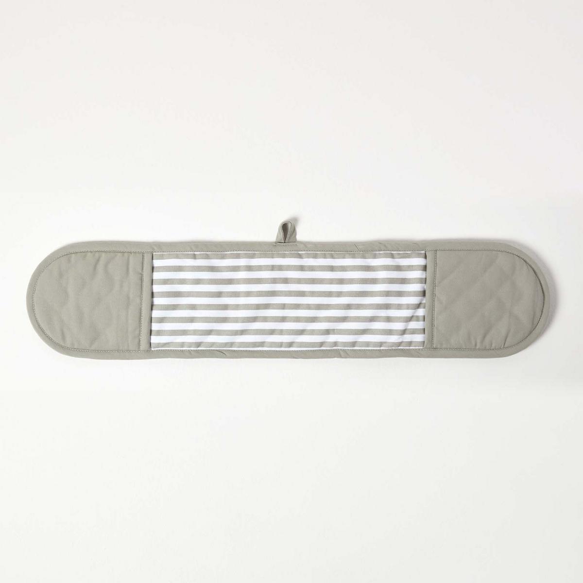 DOPPEL-OFENHANDSCHUH grau-weiß 18/84 cm, Baumwolle wattiert - Grau, Textil (18/84cm) - Homescapes