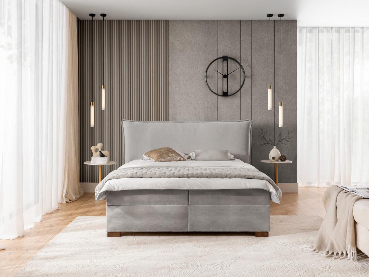 BOXBETT Lovetti, Strukturstoff mit Cordoptik, H3 - Dunkelbraun/Hellgrau, Holz/Kunststoff (140/200cm) - S-Style Möbel