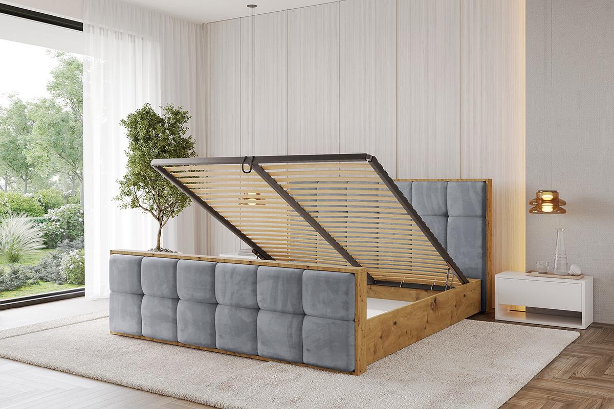 POLSTERBETT mit Bettkasten, Fußteil und Lattenrost, Boxbett ohne Matratze - ENZO7-Z 200x200 - Grau, Holzwerkstoff/Textil (200/200cm) - ALTDECOR