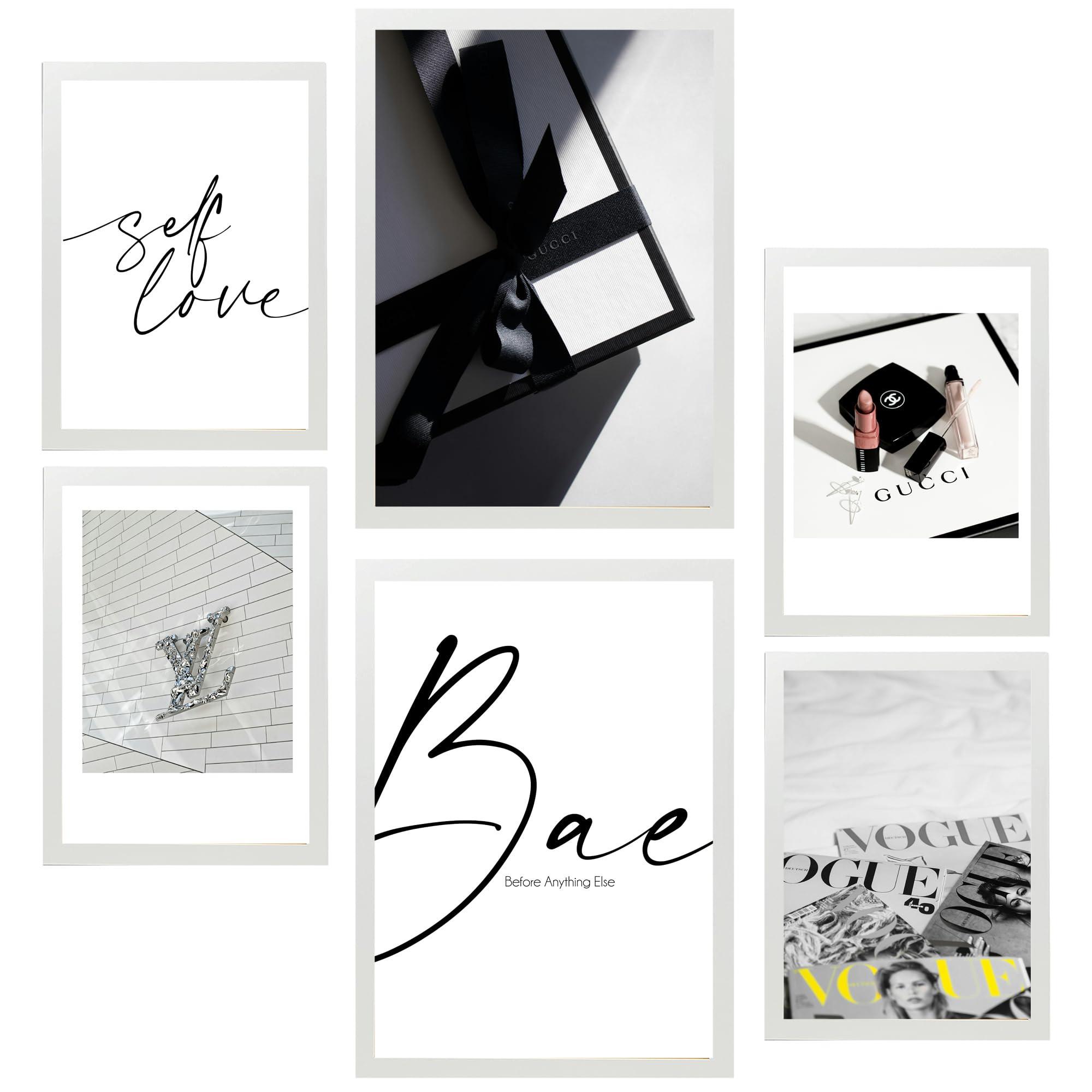 POSTER Set Mit 6 Mode Luxus A3 & A4 Weißer Rahmen - Weiß, Papier (29/3cm) - Nacnic