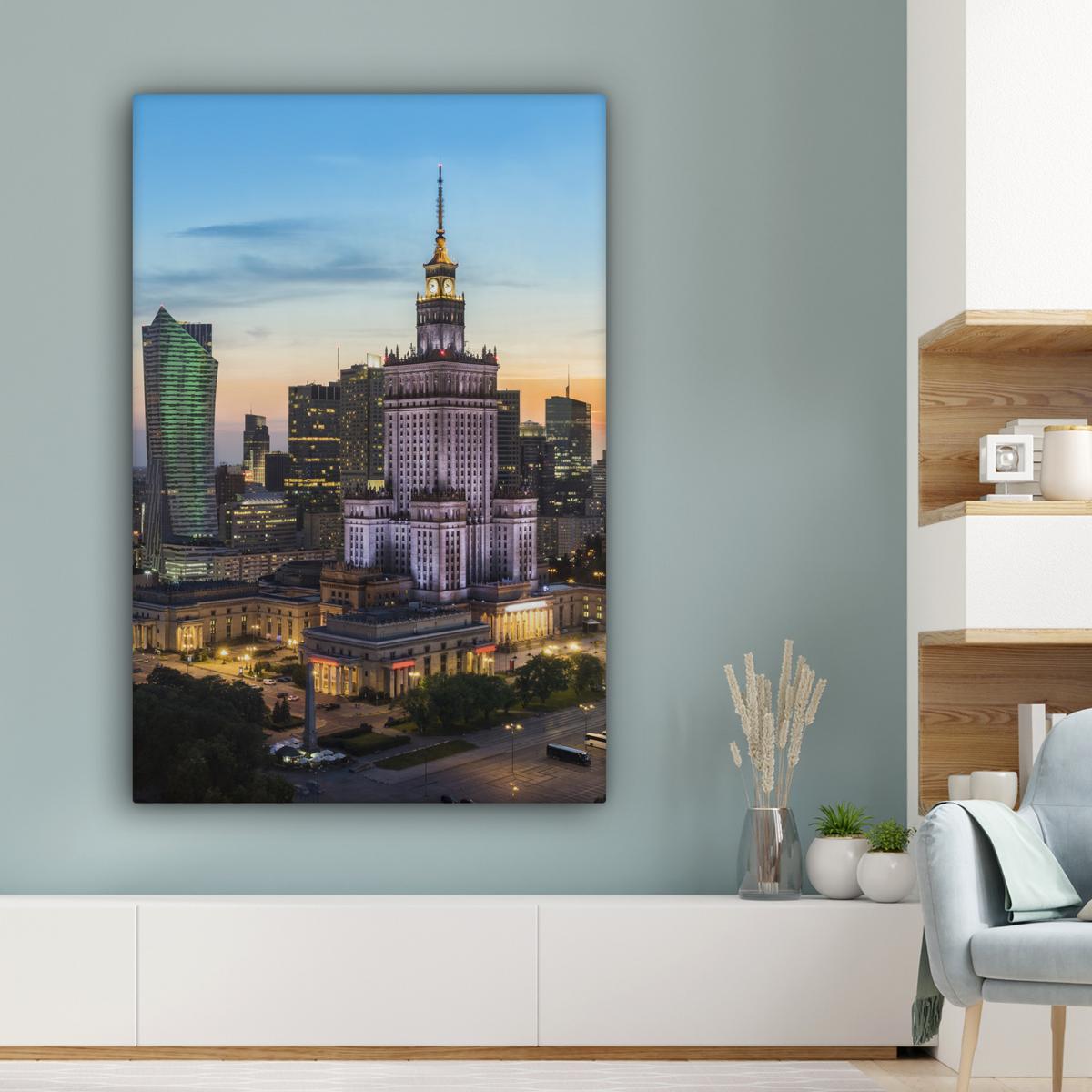 LEINWANDBILD Polen - Sonne - Warschau Deko XXL 80x120 cm - Blau, Textil (80/120cm) - MuchoWow