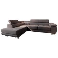ECKSOFA APIRO L-S Braun Kordstoff mit Schlaffunktion - Silberfarben/Braun, Holz/Textil (276/202cm) - MASSENO