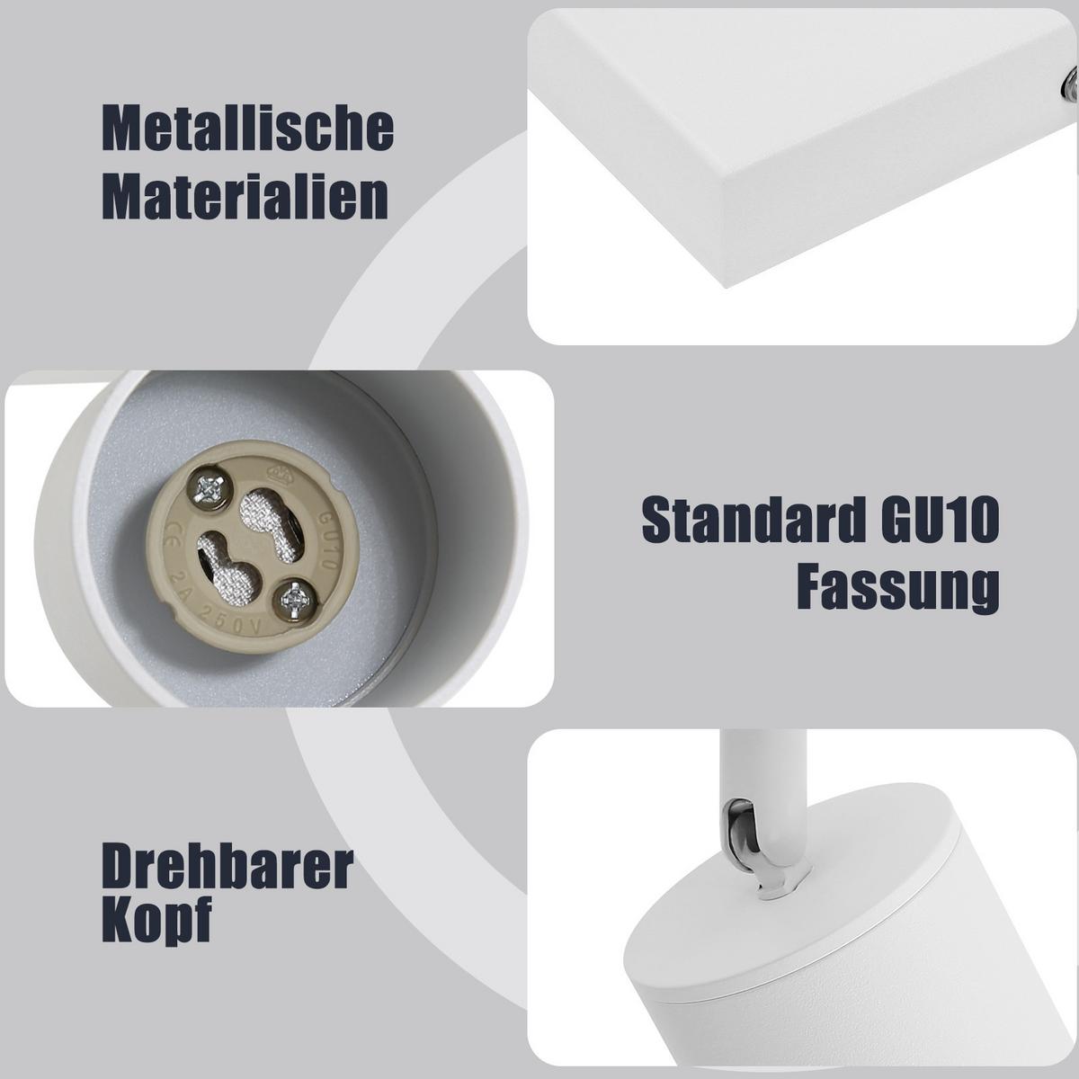 DECKENSTRAHLER Baunach 4-flammig 25/25/14.4 cm - Weiß, Metall (25/25/14.4cm) - Nettlife