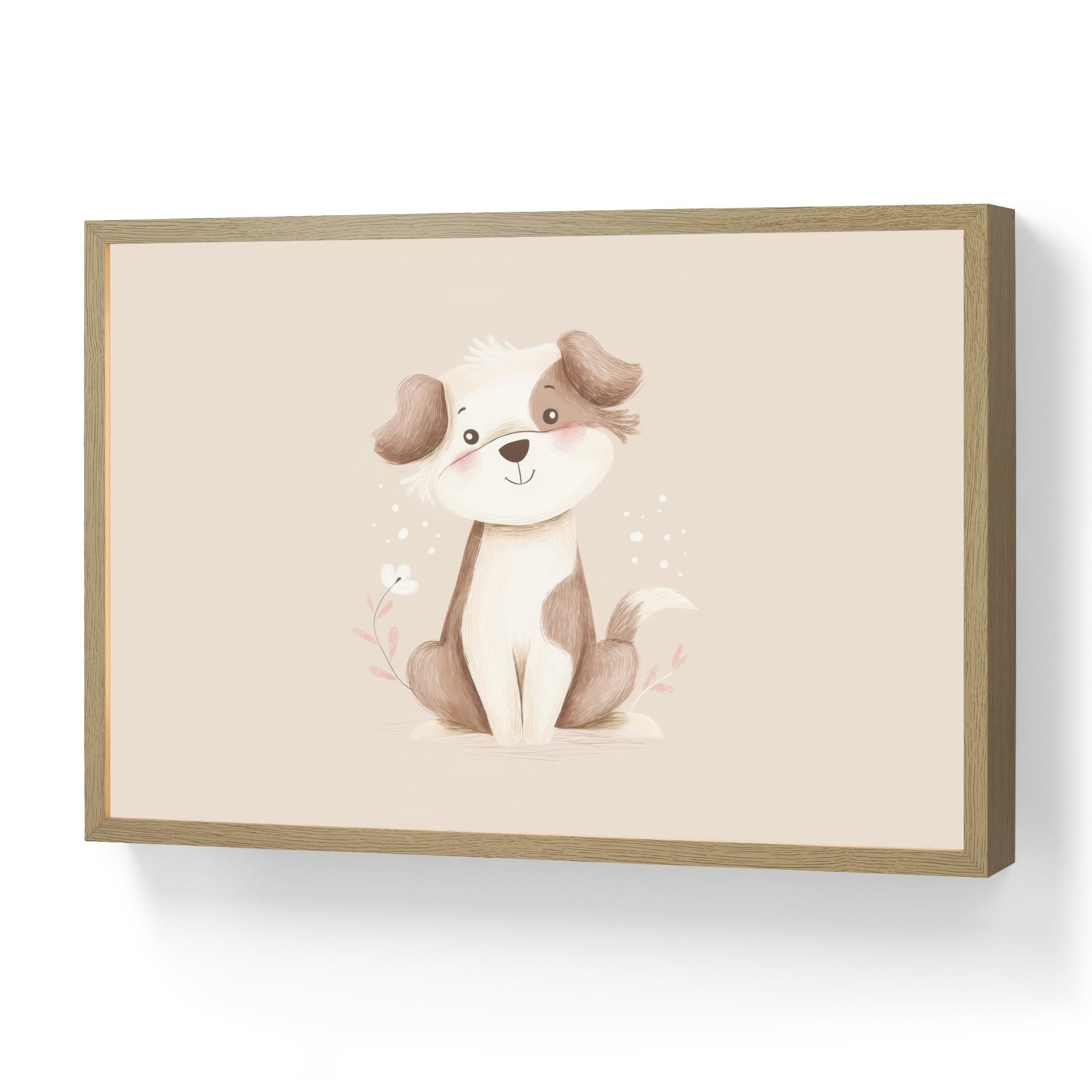 WANDLEUCHTE MIT AKKU Hund - Gefleckt - Braun 60x40 cm - Beige, Holzwerkstoff (60/40/8cm) - OnlyWow