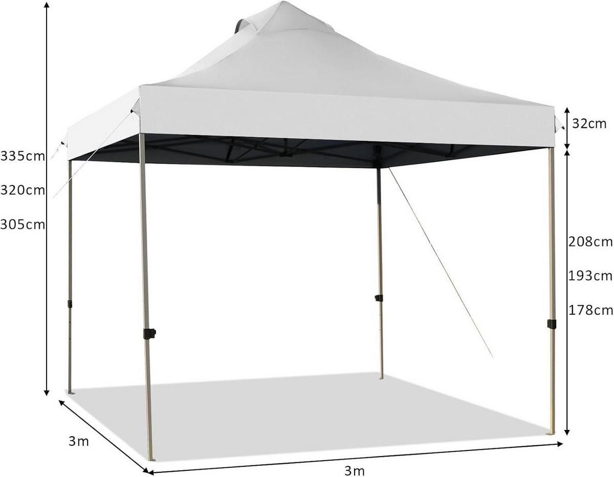POP-UP-UBERDACHUNGSZELT Weiß - Weiß, Textil (300/335/300cm) - COSTWAY