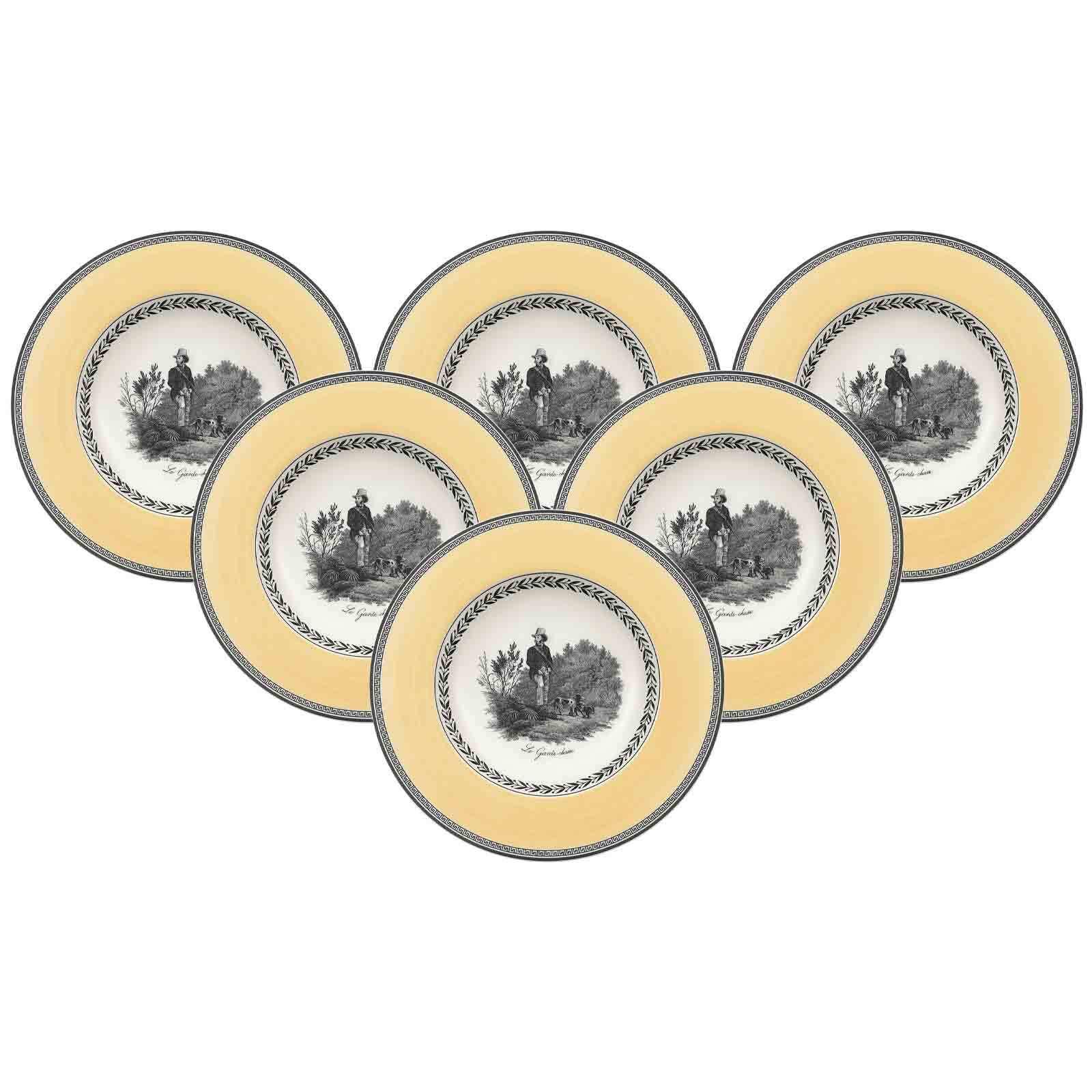 SUPPENTELLER Audun Chasse weiß-grau-gelb ø 24,2 cm 6er Set - Gelb/Weiß, Keramik (24.2cm) - Villeroy & Boch
