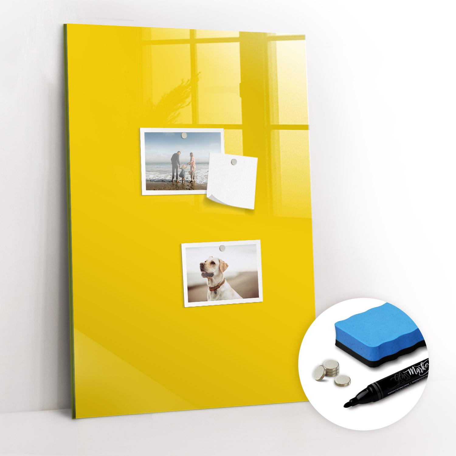 MAGNETTAFEL 40x60 Gelb schwarzer Marker - Gelb, Glas (40/0.4/60cm) - TULUP