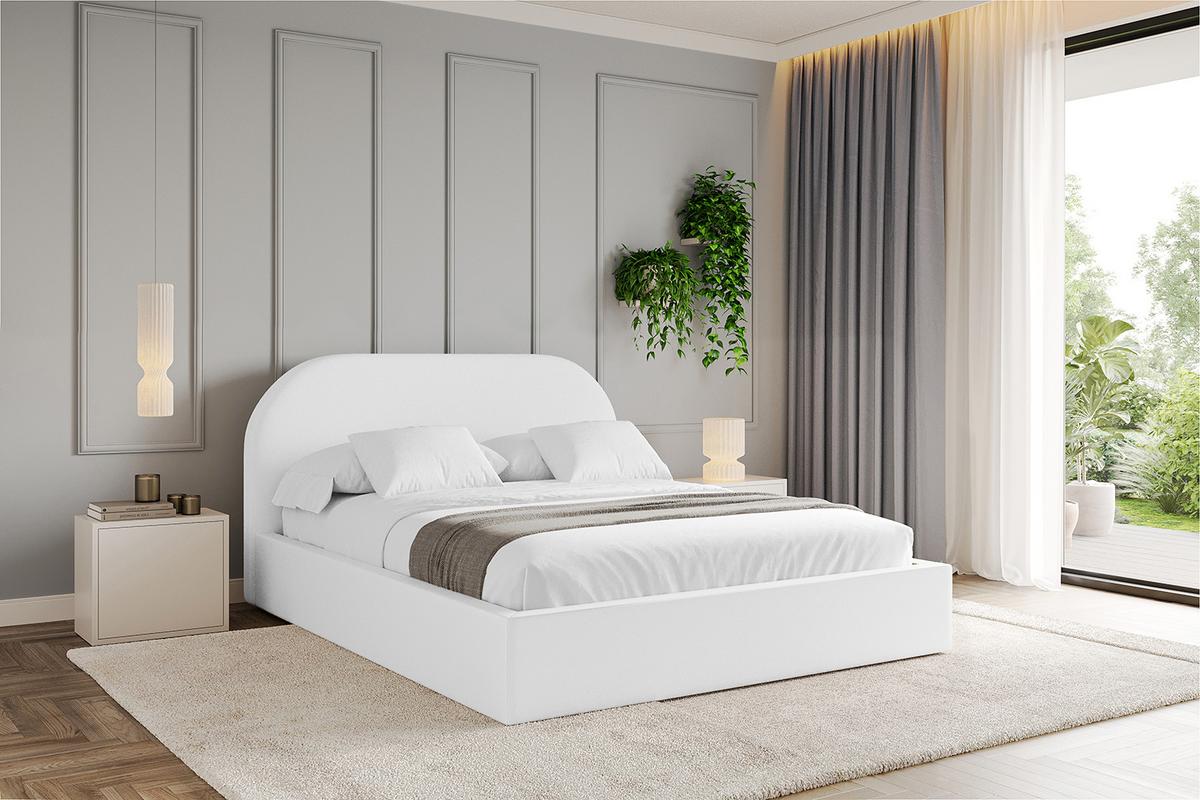 POLSTERBETT mit Bettkasten und Lattenrost, Boxbett ohne Matratze - TIVON 180x200 Weiß Kunstleder - Weiß Hochglanz, Holzwerkstoff/Textil (180/200cm) - ALTDECOR